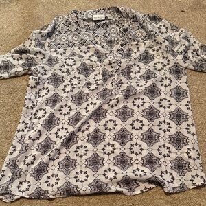 Kim Rogers Black and White Patterned Blouse
